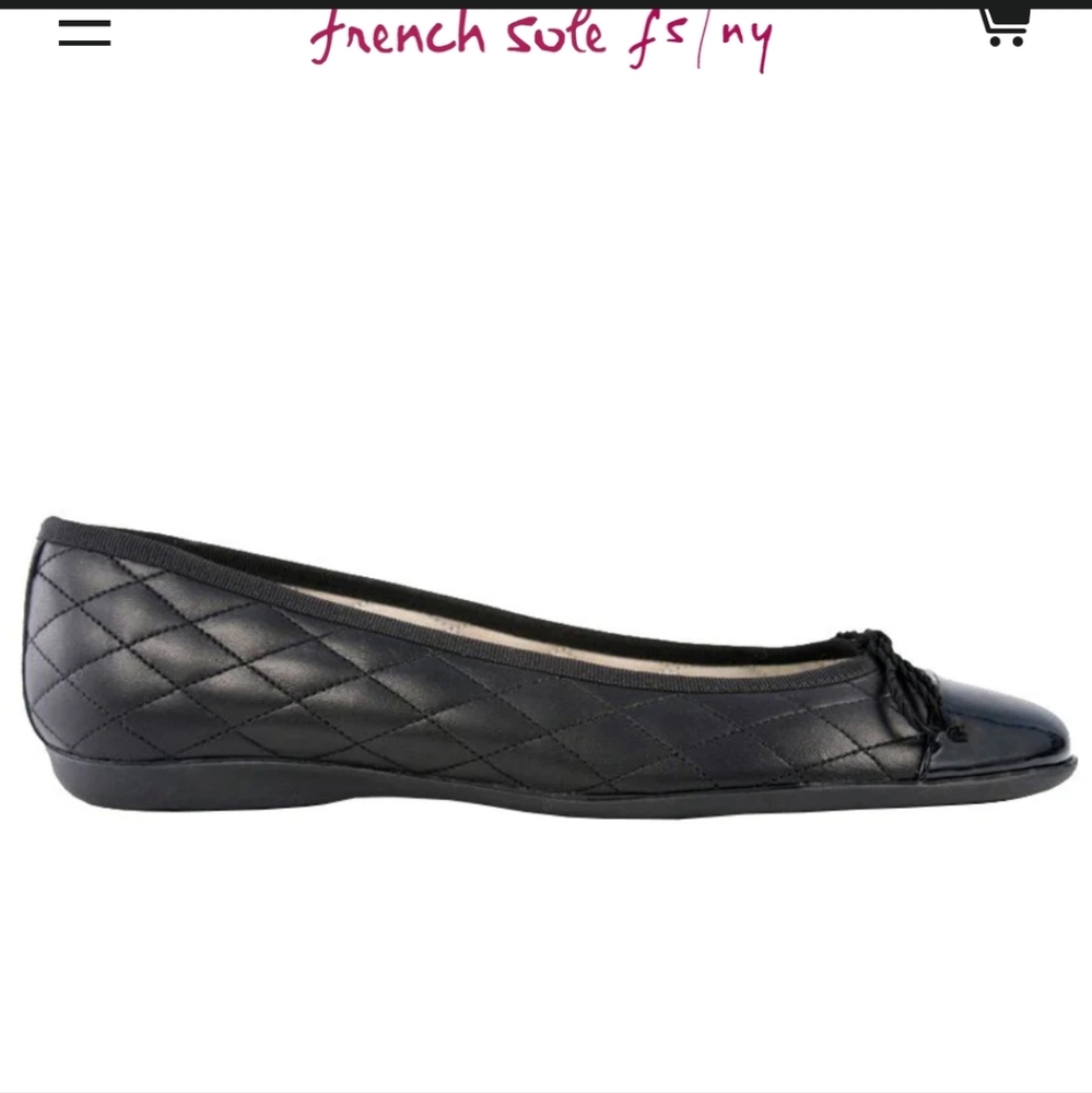 French Sole Quilted Black Flats